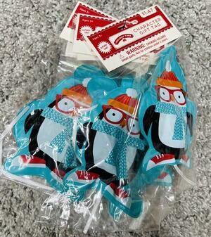 Big Inflatable Character Gift Tag Penguin Approx 3"x5" Bundle Set Of 10 New